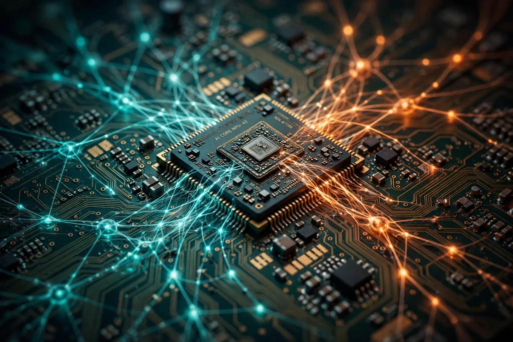 Open-Source AI Models Are Closing the Gap — and Changing Who Gets to Build the Future Macro photograph of a computer chip with glowing neural network connections